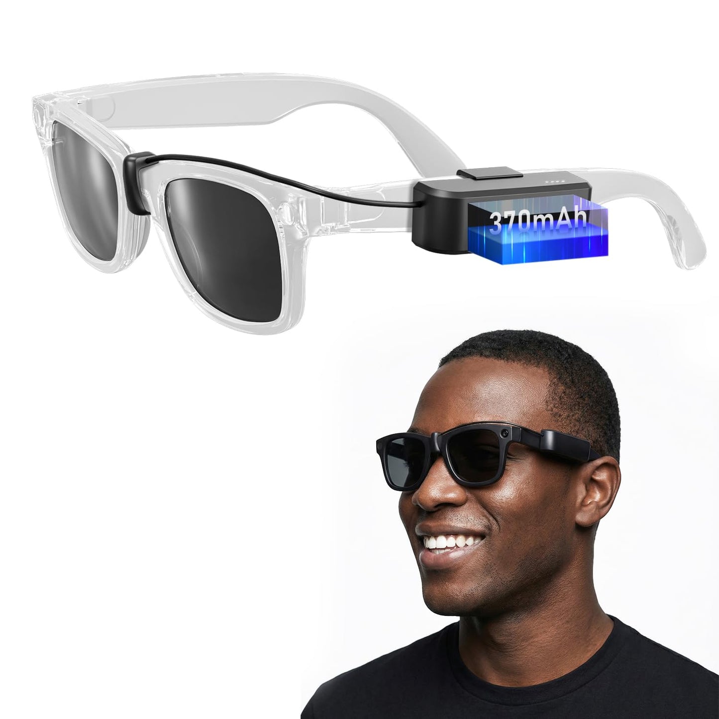 Wearable Battery Pack Charger Compatible with Ray-Ban/Oakley Meta Smart Glasses Gen 1 & Gen 2, Ultra-Light Mini Power Bank Accessories for Wayfarer Headliner Skyler HSTN