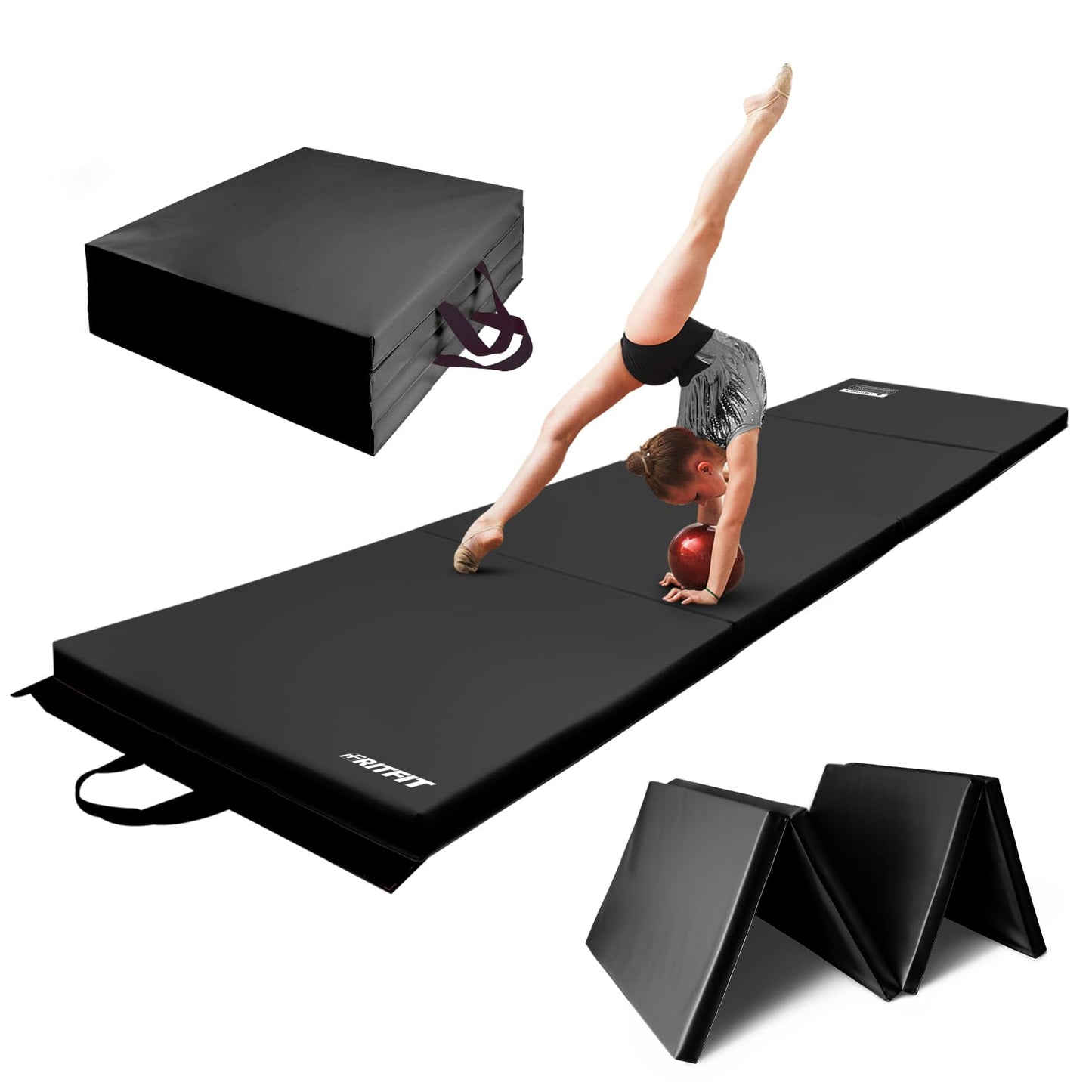 RitFit Upgraded Folding Exercise Mat, 2 Inch Thick Gymnastics Mat