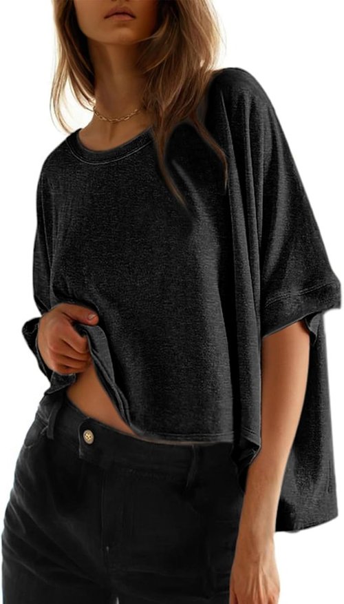 Dokotoo Women's Summer Solid T-Shirts - Loose Oversized Basic Tee in Various Colors