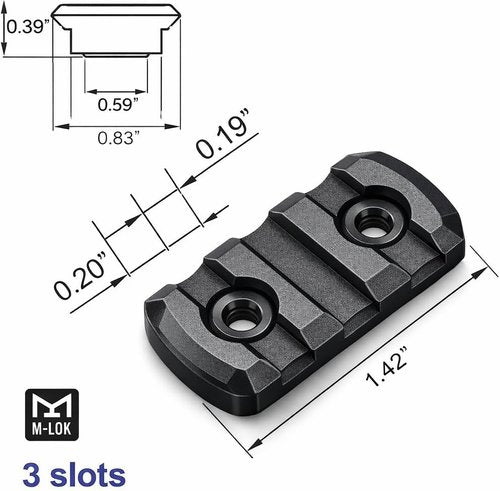 Gotical Multi Slots Mlok to Picatinny Rail Adapter 3 Slot Picatinny Rail Section Three Slots for MLok Handguard 2 Pieces (Pack of 2)