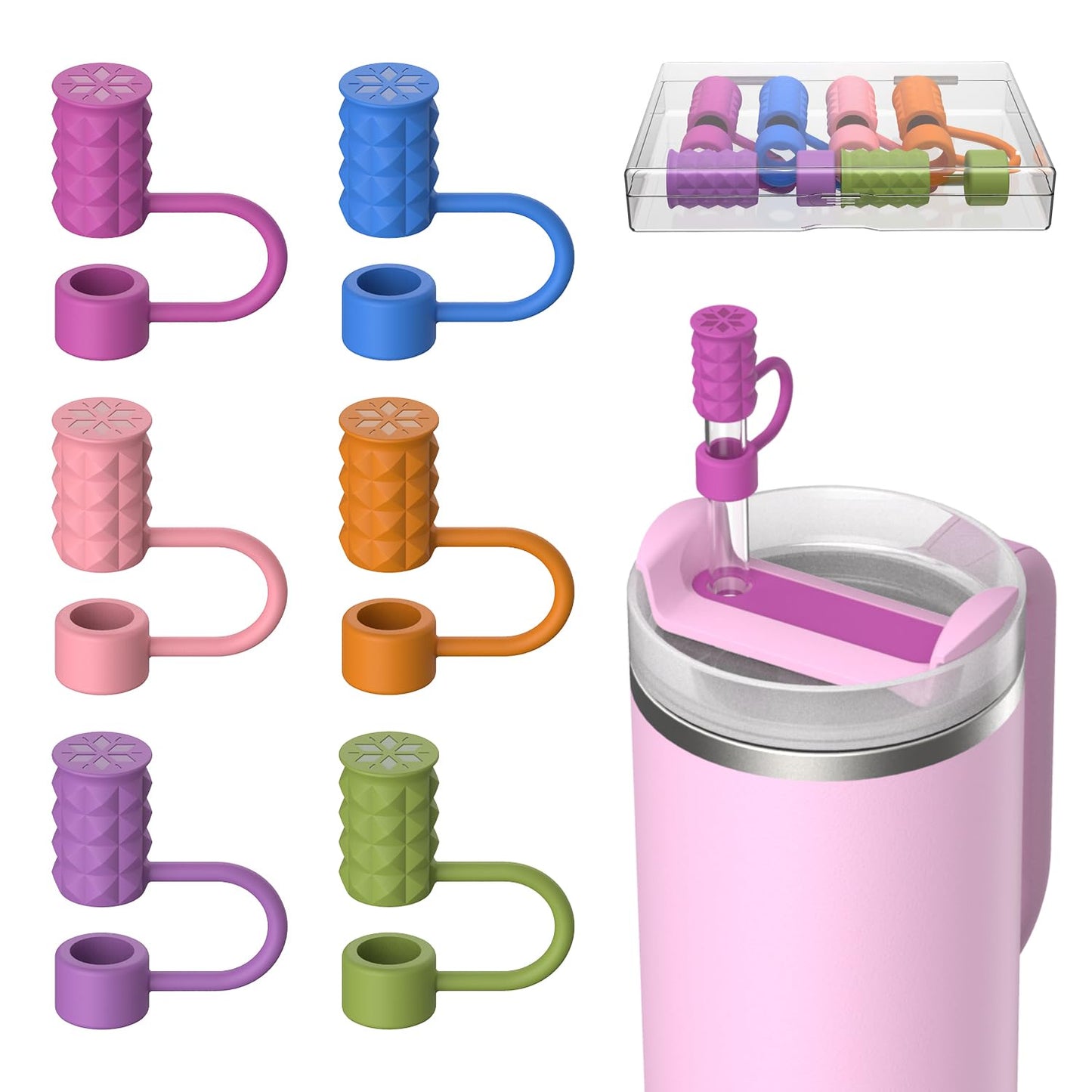 VOGOGE 6 Pcs Straw Covers Caps, 0.39in/10mm Straw Toppers for Stanley Cup 30/40 oz, Multicolor
