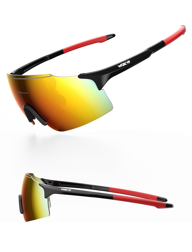 WGKVP Sport Sunglasses Men and Women UV400 Protection Cycling Glasses For Bike Baseball Golf Hiking Running(Orange Red)