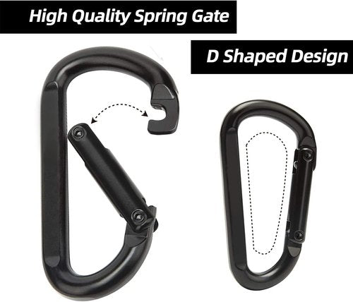 EZYA Heavy Duty Carabiner Clips - 860lbs Iron Carabiners for Keys, Gym, Camping & Hiking Gear | D-Ring Keychain Hooks
