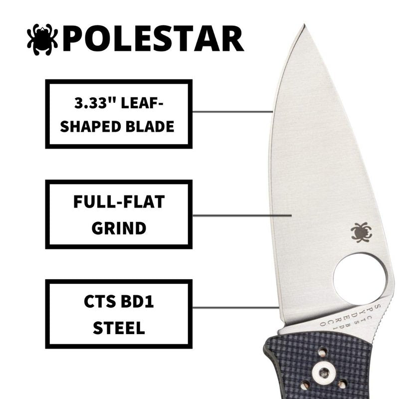 Spyderco Polestar Value Folding Utility Knife with 3.33" CTS BD1 Stainless Steel Blade and Durable Gray G-10 Handle - PlainEdge - C220GPGY