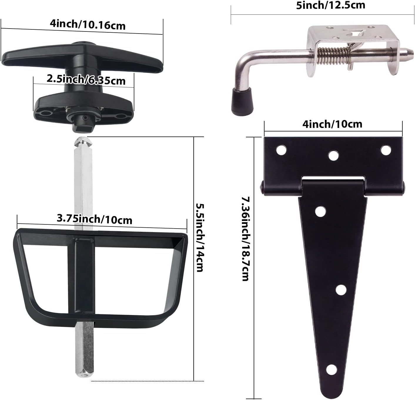 Complete Shed Door Hardware Kit with T-Handle Lock, Heavy-Duty Latches & Hinges - Weatherproof for Sheds & Gates
