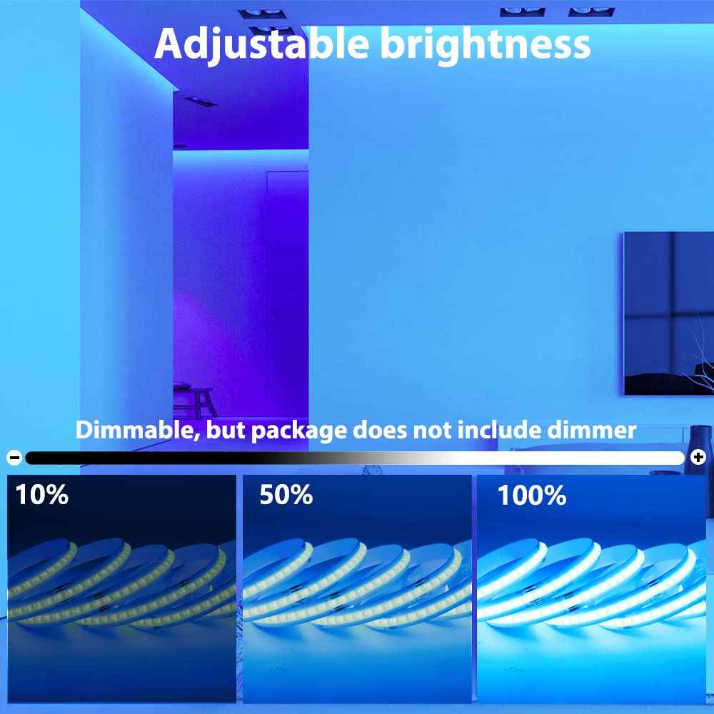 Lam(MS)pen 12V COB LED Strip Light,16.4ft RGB Flexible Dimmable LED Light Strip,576 LEDs/M LED Light Fixtures for Bedroom Kitchen Cabinets Home Indoor(Only Strip)