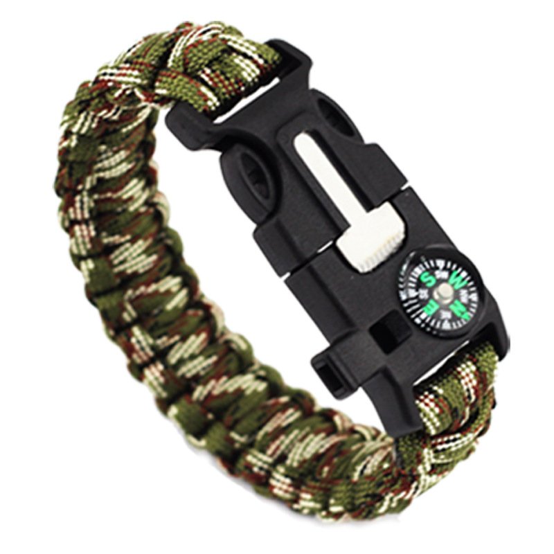 Survival Paracord Bracelet - Military Green Camo