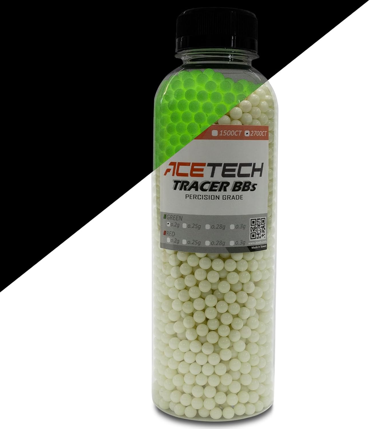 ACETECH Tracer BBs - Glow in the Dark 6mm Plastic for Airsoft | Multi-Polished, 0.20g, Green