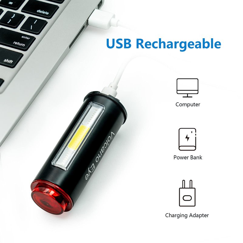 Bike Tail Light, USB Rechargeable LED Safety Light for Bicycle, Ultra Bright Waterproof Cycling Rear Taillight, Red/White/Blue 7 Light Modes Fits on Any Road or Mountain Bike