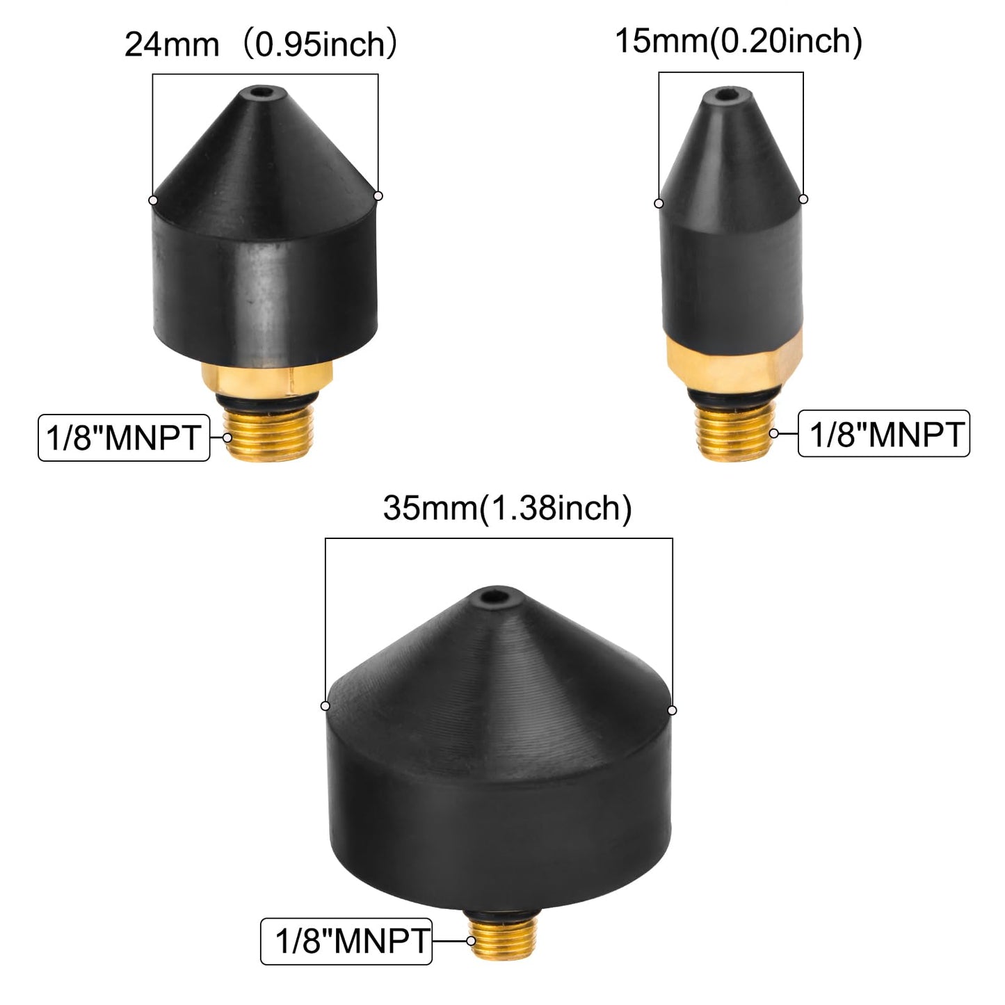 Kodilin 3PCS 1/8-Inch Rubber Tip Set for Air Blow Gun