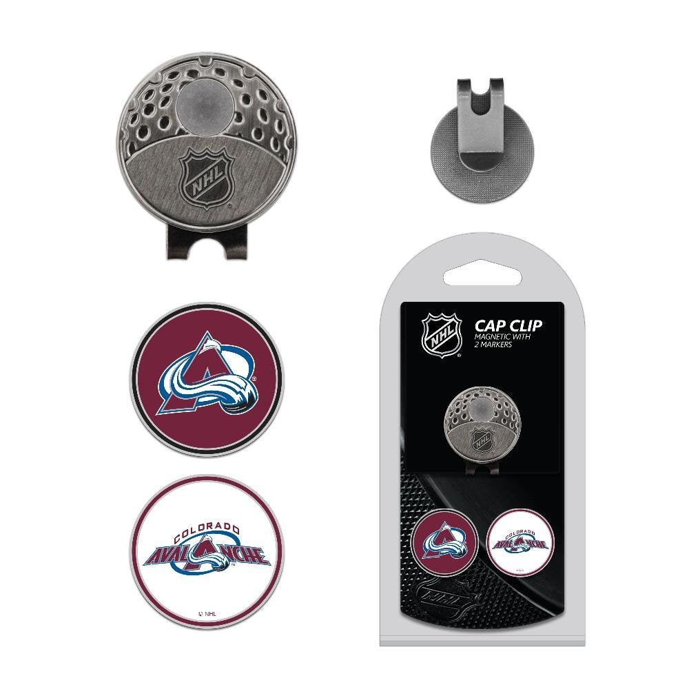 Team Golf NHL Colorado Avalanche Cap Clip With 2 Golf Ball Markers Golf Cap Clip with 2 Removable Double-Sided Enamel Magnetic Ball Markers, Attaches Easily to Hats