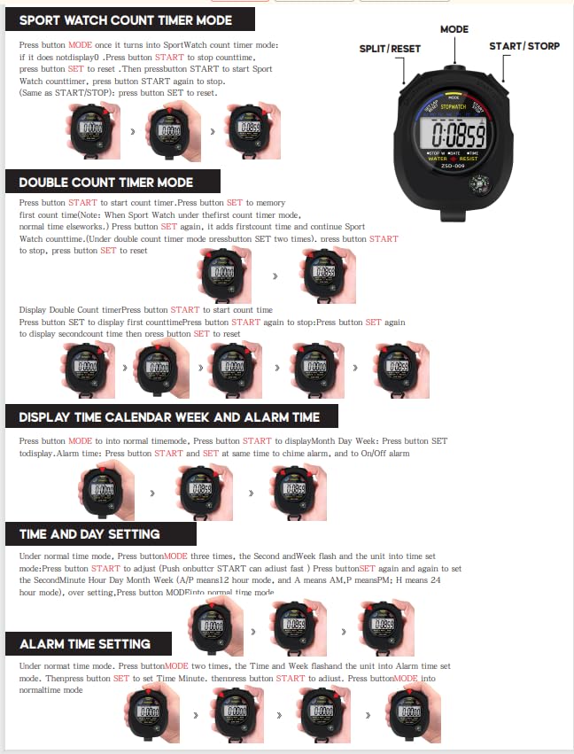 Digital Sport Stopwatch Timer - 2 Pack with Large Display & Alarm