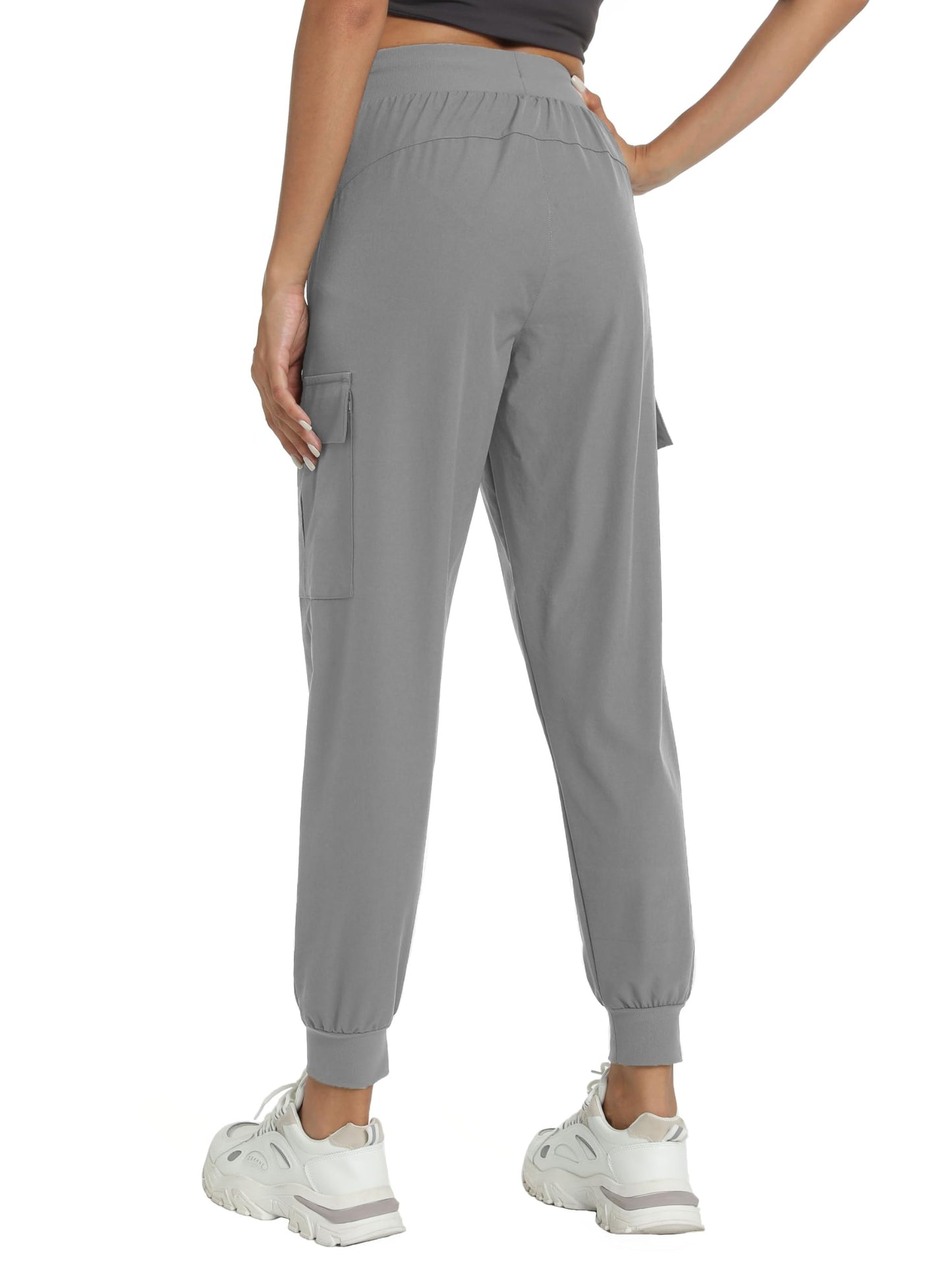 Rrosseyz Womens Cargo Pants with Pockets-Lightweight Quick Dry Water Resistant Hiking Pants for Travel Casual Athletic and Outdoor(Light Grey,M)