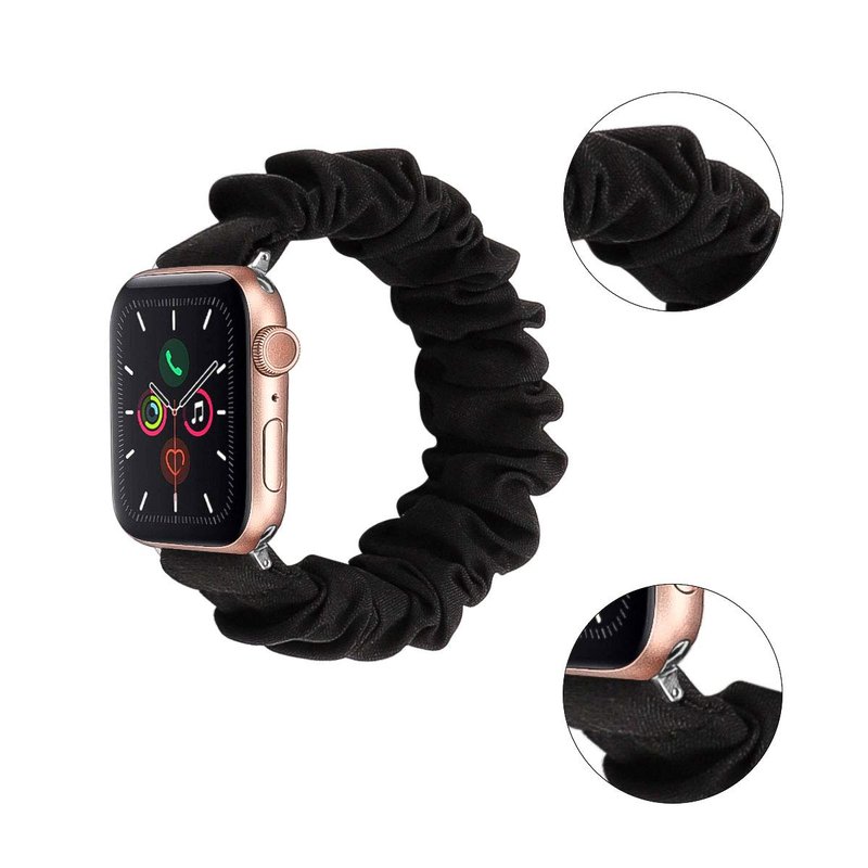 Scrunchie Bands for Fitbit Versa 4/Versa 3/Sense/Sense 2 Strap for Women,Replacement Watchband Soft Cloth Fabric Elastic Wristband (Black&Honeysuckle&Chrysanthemum&Grayflower, Small)