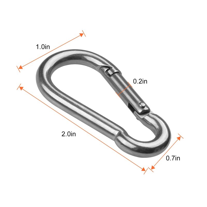 CertBuy 50pcs 2 Inch Stainless Steel Spring Snap Hook, 304 Stainless Steel Carabiner Clip Keychain Heavy Duty Quick Link Hook for Camping Fishing Hiking Traveling