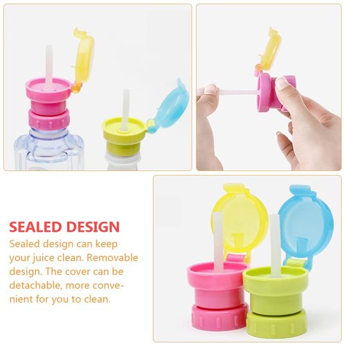 Sosoport Spill Proof Water Bottle Cap with Straw Portable Juice Bottle Cover for Kids Leak Resistant and Removable Straw Lid Lightweight Sports Water Accessory for Outdoor and Travel