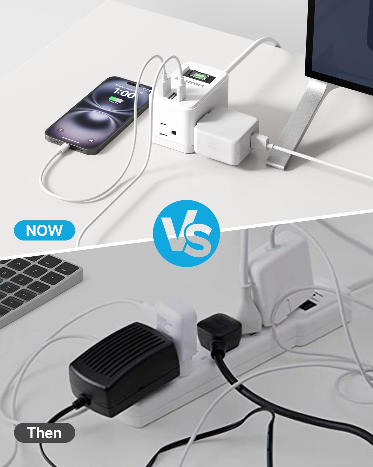 6ft Small Extension Cord, Cruise Approved Outlet, 3-Side Outlet Extender, Power Strip Cube with 3 Outlets 3 USB Ports (1 USB C), Non Surge Protector for Travel