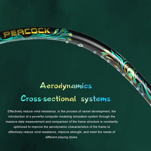 ALPSPORT Peacock 4U G5 6.8mm 40T Graphite Shaft Max 35LBS T800 Professional Racquet, Secondary Molding Full Carbon Fiber Badminton Racket with Gift Box, 1 Flannel Bag, 2 Grips Tapes (Black)