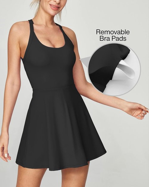 Heathyoga Tennis Dress - Built-In Shorts & Bra | Women's Summer Athletic Golf Dress