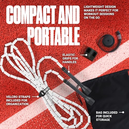 Beaded Jump Rope - Adjustable Length for Kids & Adults - White