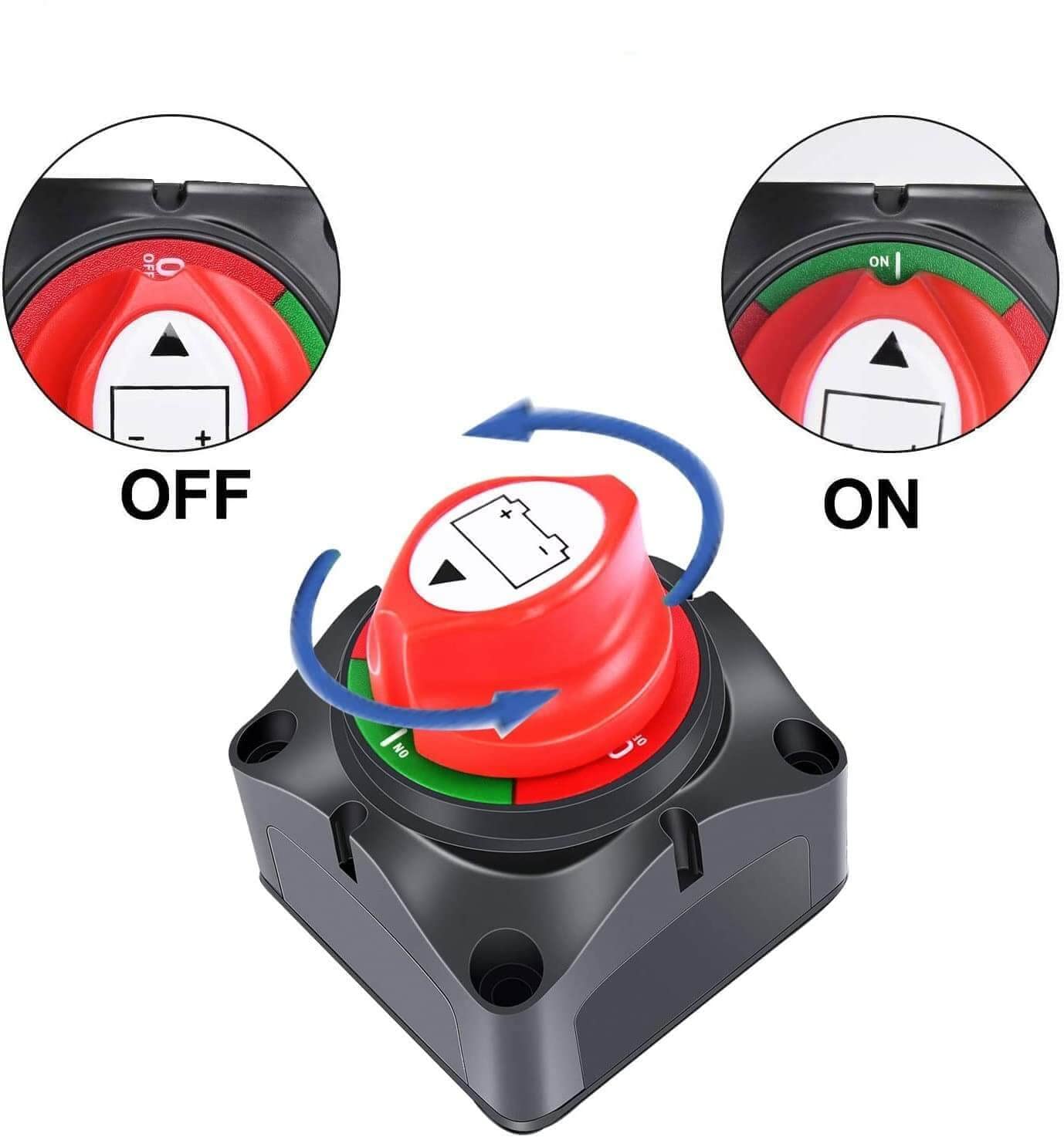 SUNMORN Battery Disconnect Switch - Heavy Duty 12V Master Isolator with 1.64FT Cables & Wire Lugs for RVs, Campers, Boats