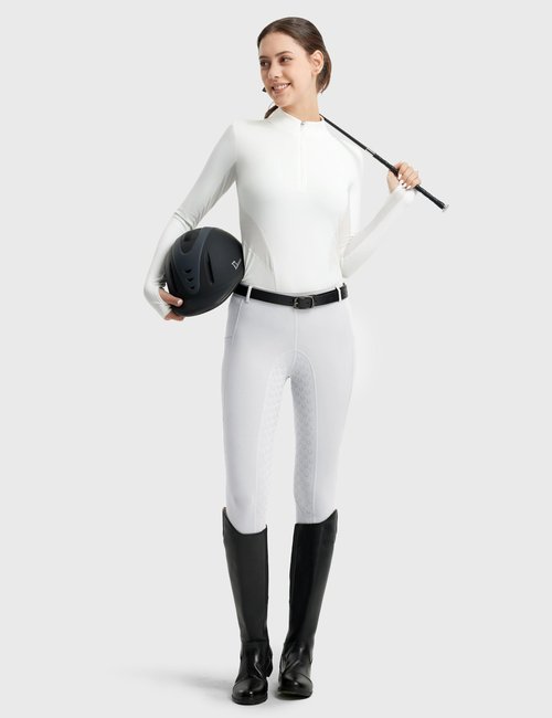 FitsT4 Sports Women's Full Seat Riding Tights Active Silicon Grip Horse Riding Tights Equestrian Breeches White Size S