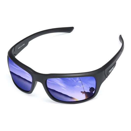 maivnz Floating Polarized Fishing Sunglasses for Men & Women - UV400 Blue Mirror Lens, Lightweight TPX Frame for Boating, Kayaking & Surfing (Black/Blue)