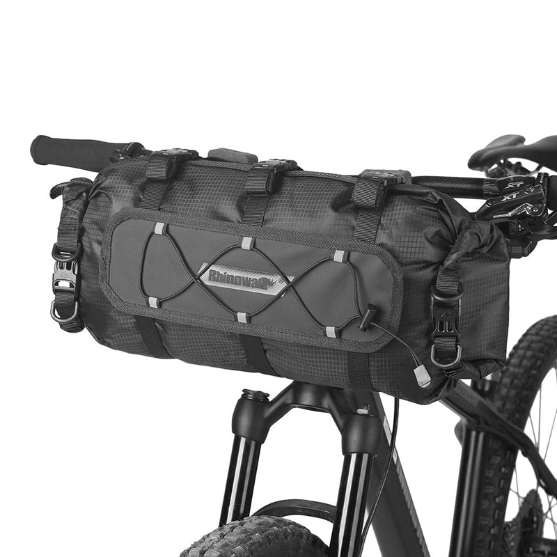 Rhinowalk Waterproof Handlebar Bag 12L, Roll-Top Bikepacking Dry Bag with Front Panel & Removable Harness, Shoulder Strap Included (Type 9300)