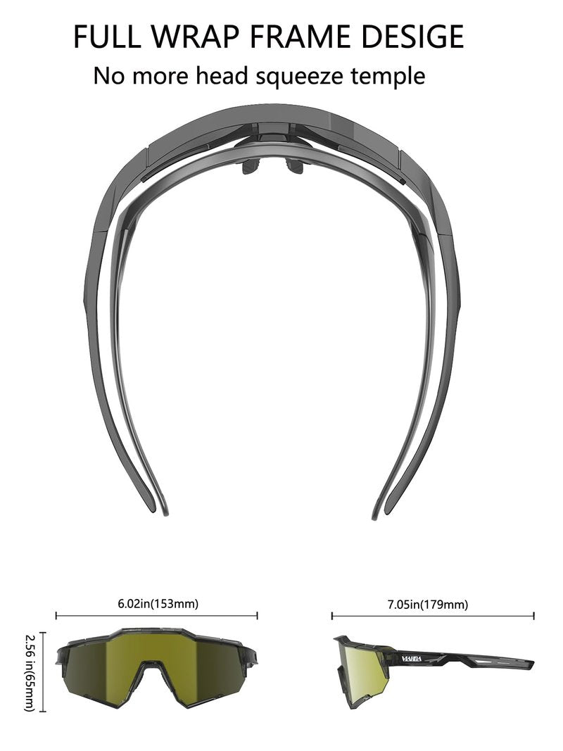 VIAHDA Wrap around Sunglasses for Big Heads Men and Women Windproof Outdoor Sports Cycling Sun Glasses 1154