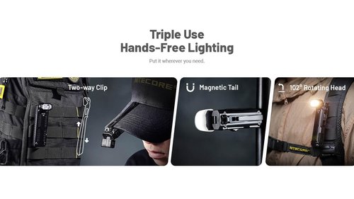 Nitecore EDC09 1600 Lumens EDC Flashlight, 102° Rotating Swivel Head 3 Color Temperatures USB-C Rechargeable Magnetic Tail Stainless Steel Body Waterproof