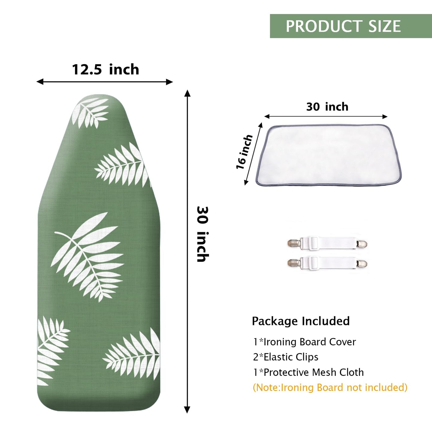 SheeChung 12.5"x32" Small Ironing Board Cover and Pad,Fits Mini Table Top Ironing Board,Extra Thick Padding,Elastic Cord&Fasteners,Heat Resistance(Ironing Board Not Included)