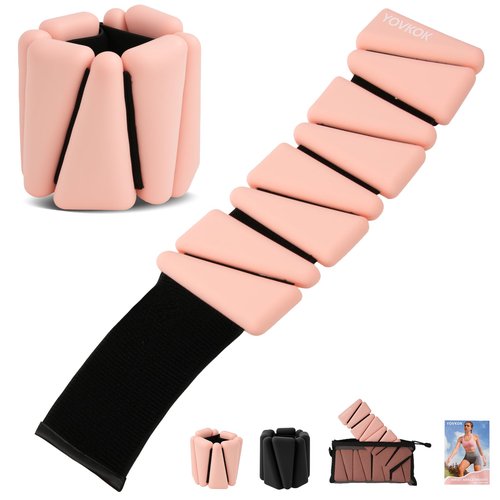 Ankle Weights for Women Wrist Weights Set of 2 (2 lbs Each) Adjustable Arm Leg Weight for Women Men Suitable for Walking Swimming Running Pilates Yoga Gym- Flesh Pink