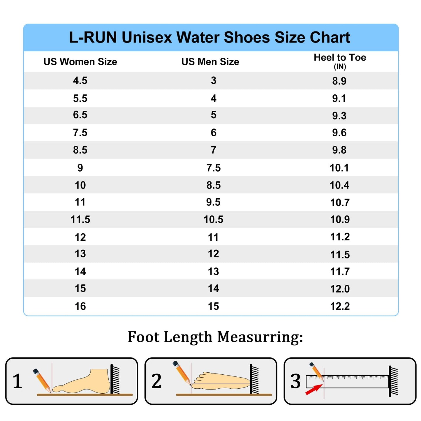 L-RUN Barefoot Water Hiking Shoes Women Aqua Socks for Men Swim Surf Beach Pool Shoes Black M US (Women 11, Men 9.5)=EU42
