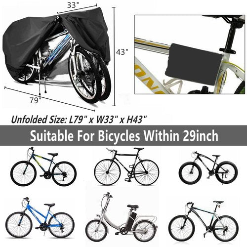Bike Covers for 2 or 3 Bikes, 2XL Size Outdoor Waterproof & Anti-UV Bicycle Covers with Lock Hole for Mountain Road Electric Bikes