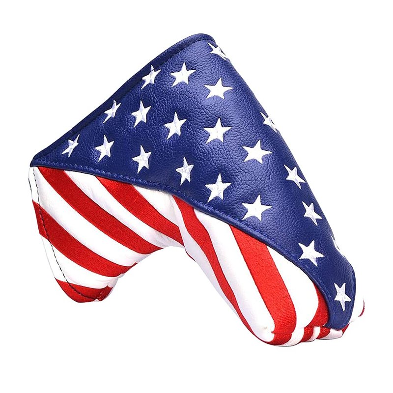 GOOACTION American Flag Blade Putter Head Cover – 3D Embroidered Stars & Stripes, Magnetic Closure, Waterproof PU Leather, Patriotic Putter Cover
