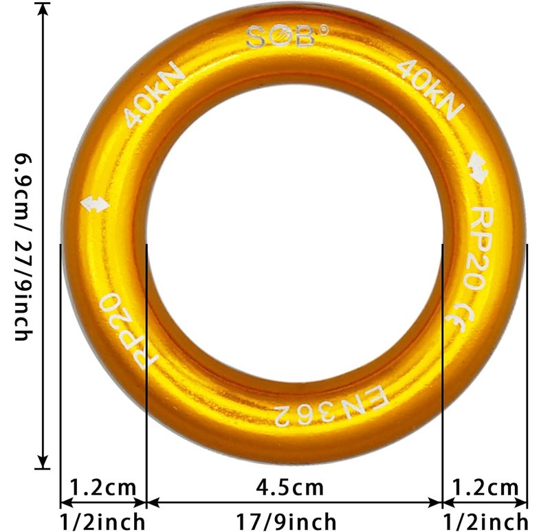 RESQT 40kN/22kN Aluminum Rappel Ring, Climbing Belay Rappel O-Ring Connection Ring for Rock Climbing Arborist Hammock Rescue Slackline Rigging Tree Climbing Rappelling