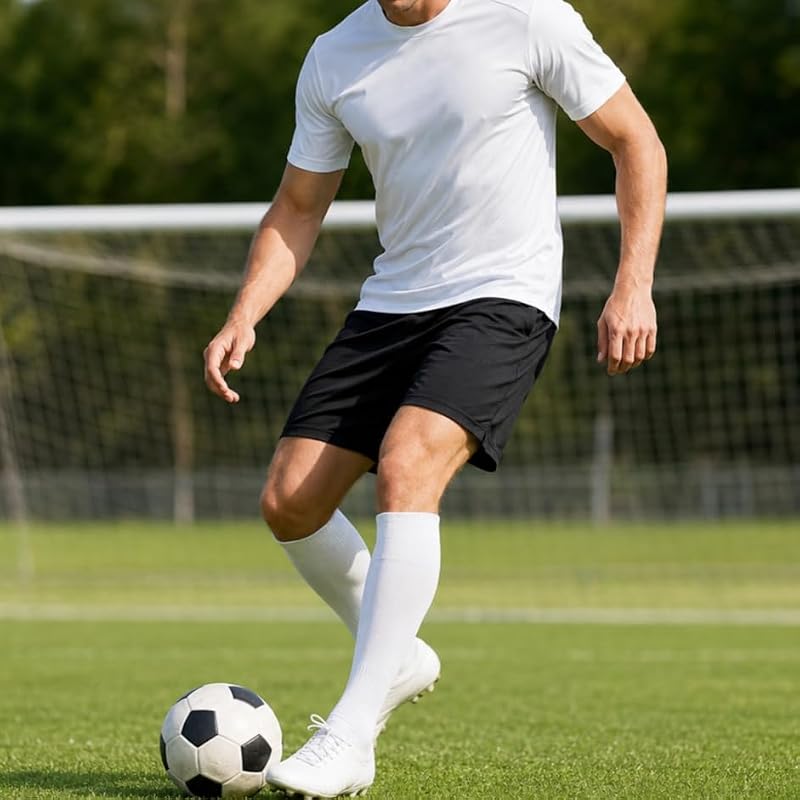 Unisex Knee-High Sports Socks for Soccer and Training - Large White