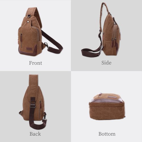 EDIWER Canvas Sling Bag for Men Crossbody Chest Bag Casual Daypack Rucksack Small Crossbody Backpack with Adjustable Strap
