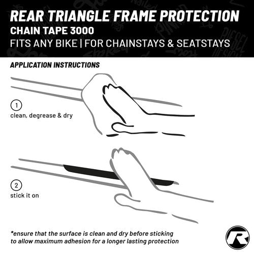 Riesel Design - Bike Rear Triangle Frame Protection Tape, for Chainstays and Seatstays, Protection Against Scratches and Abrasions - Easy Installation, No Tools Required - Chain:Tape 3000 - Vanlife