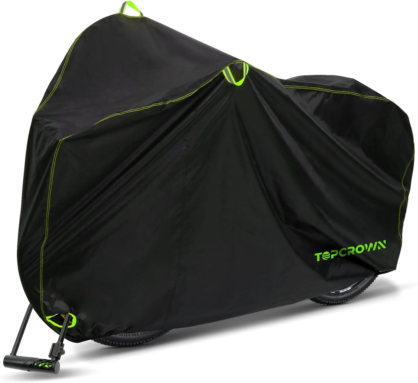Topcrown Waterproof Bike Cover - Outdoor Storage for 1-3 Bikes | UV & Dust Protection, XL Size (Black & Green)