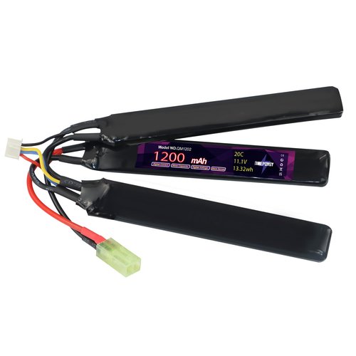 EMEPOVGY 3S Lipo Airsoft Battery 11.1V 1200mAh 20C Rechargeable Lithium Polymer Battery Pack with Mini TMY Plug for Air Soft Guns Rifle - Triple Stick 20122