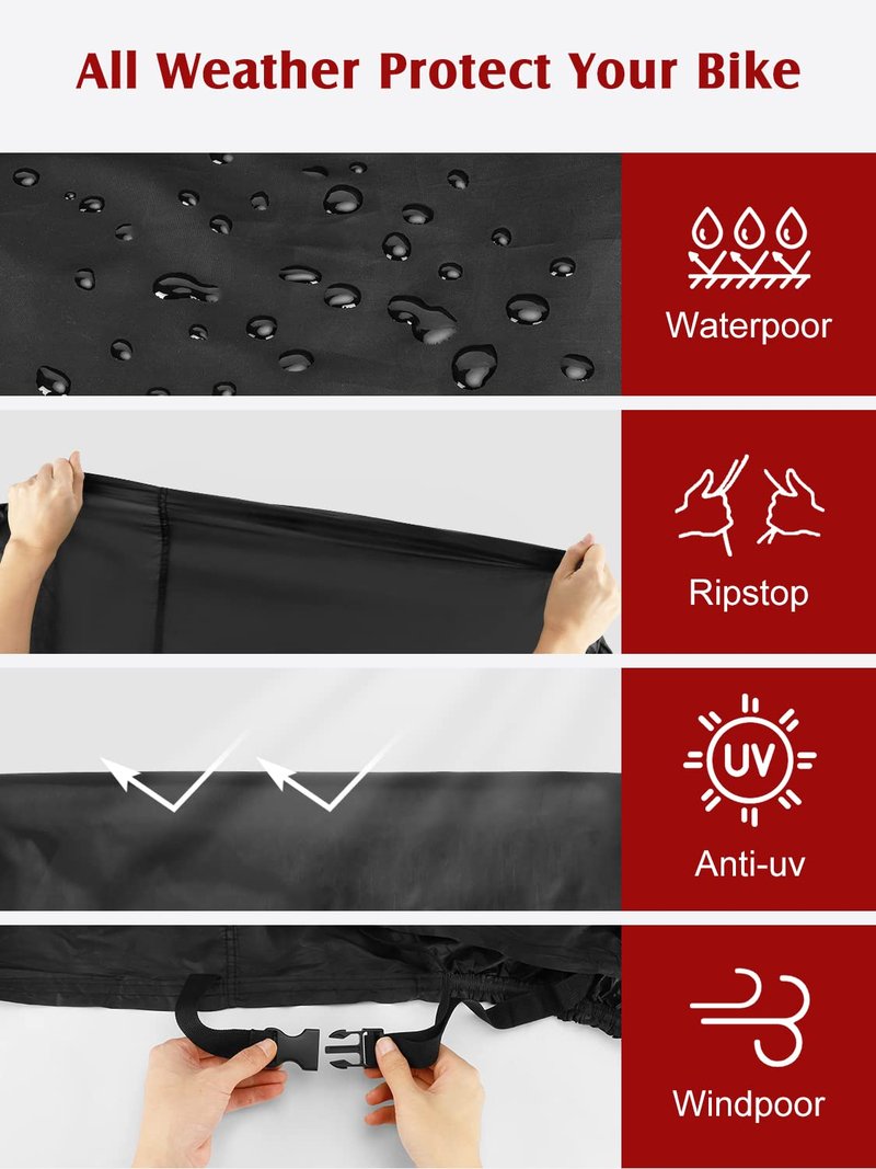 AngLink Bike Cover for 2 Bikes - 210D Oxford Outdoor Waterproof Bicycle Covers with Lock Hole, All Weather Protection Bikes Storage Cover for Mountain Road Electric Beach Cruiser Hybrid