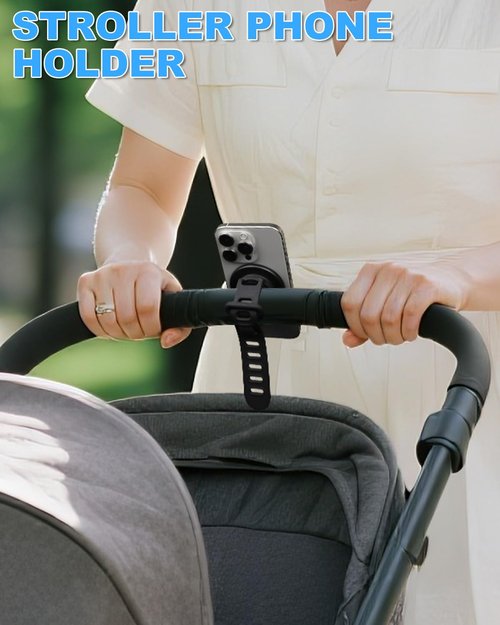 Magentic Phone Holder for Golf Push Cart, Shopping Cart, Stroller, Strong Magnets Phone Mount with Metal Ring for All Cell Phones, Compatible with Clicgear, Bag Boy, Sun Mountain Golf Push Cart