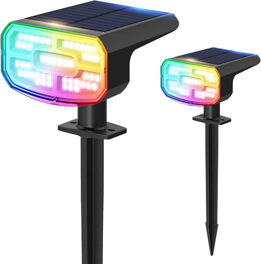 Super Bright Solar Spot Lights - 6 Pack, Waterproof IP65, 2 Color Temperatures, 4 Modes for Outdoor Landscape