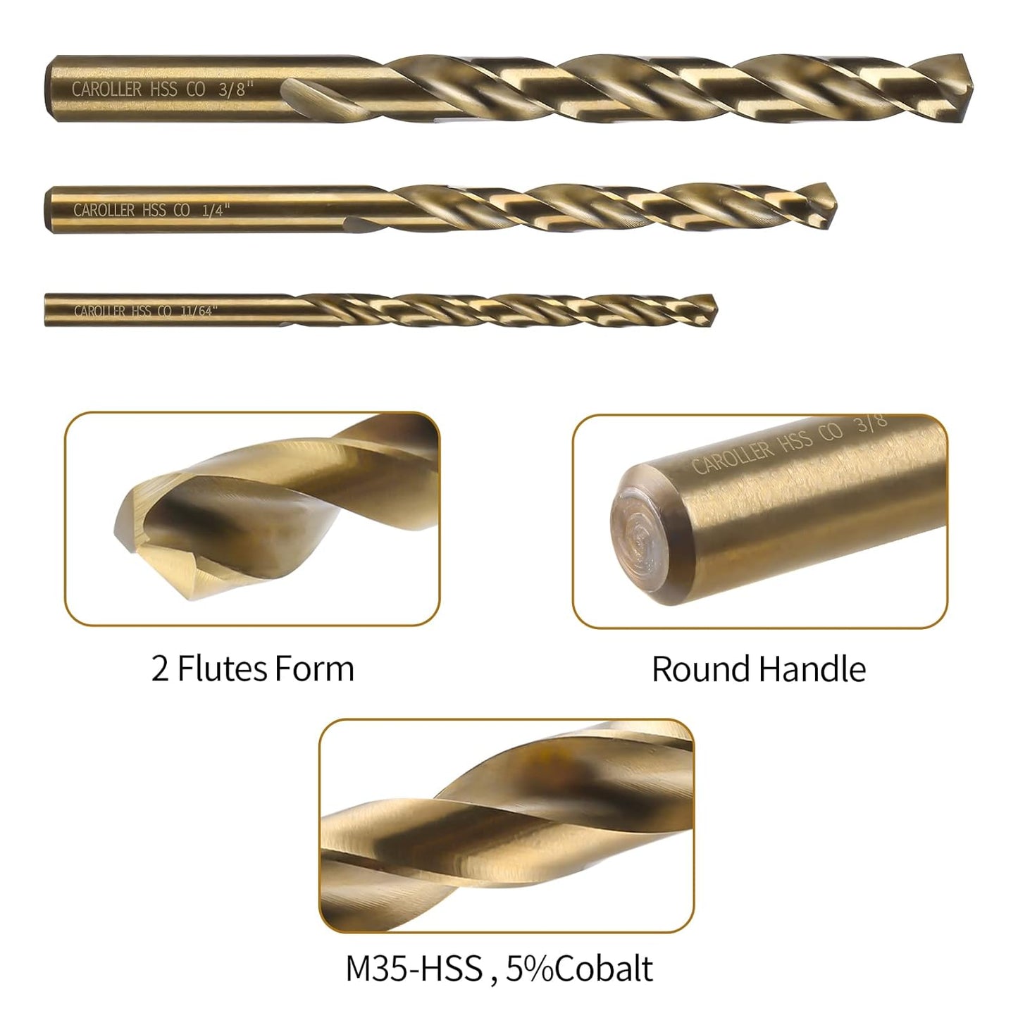 29-Piece High Speed Steel Drill Bit Set with Metal Indexed Case - 135° Tip for Wood, Plastic & Stainless Steel