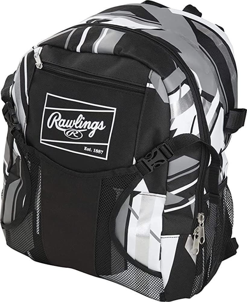 Rawlings REMIX Backpack Equipment Bag - T-Ball & Youth Baseball/Softball - Stylish Black Design