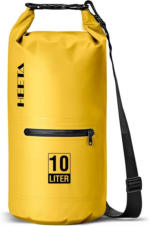 HEETA Waterproof Dry Bag - Lightweight Roll Top Storage with Front Zipper Pocket | 5L/10L/20L/30L/40L for Travel, Kayaking & Camping
