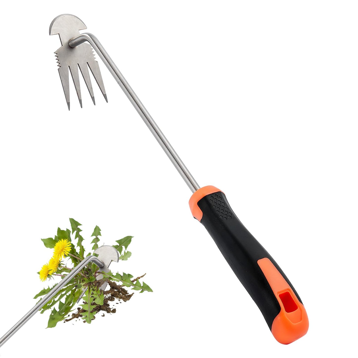 Weed Puller Tool, Rubber Handle Garden Manual Weeder Tool, Portable Stainless Steel Weeding Tools, For Hand Weeder Puller for Vegetable Gardening Backyard Farm Planting & Uprooting Weeding Tool