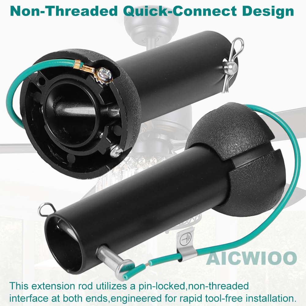 4 inch Black Ceiling Fan Downrod with Hanger Ball Assembly,1-inch OD,Non-Threaded Universal Downrod for Ceiling Fan With Hanger Pin Suitable for Multi-Brand Compatibility