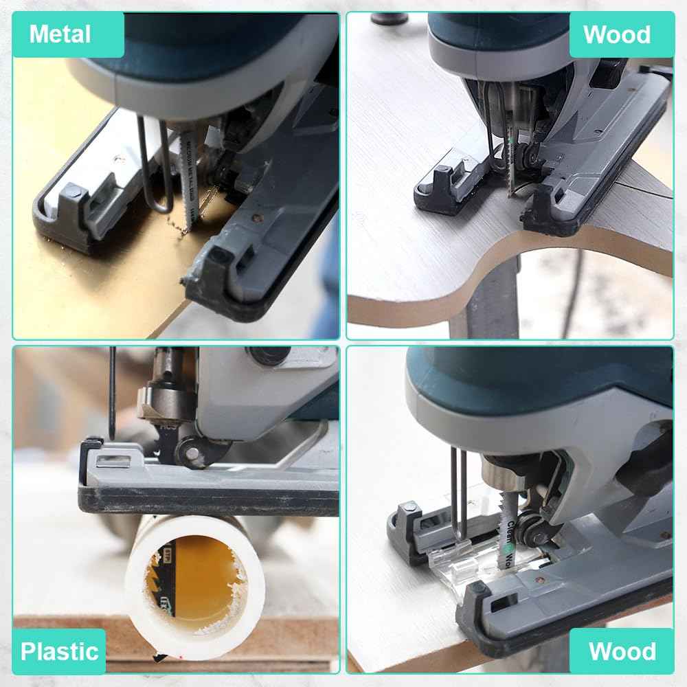 LEKOMESH 50 PCS Contractor Jigsaw Blades Set - Assorted T-Shank Jig Saw Blades for Wood, Plastic and Metal Cutting(T118A,T118B,T101AO,T101B,T101BR,T144D)